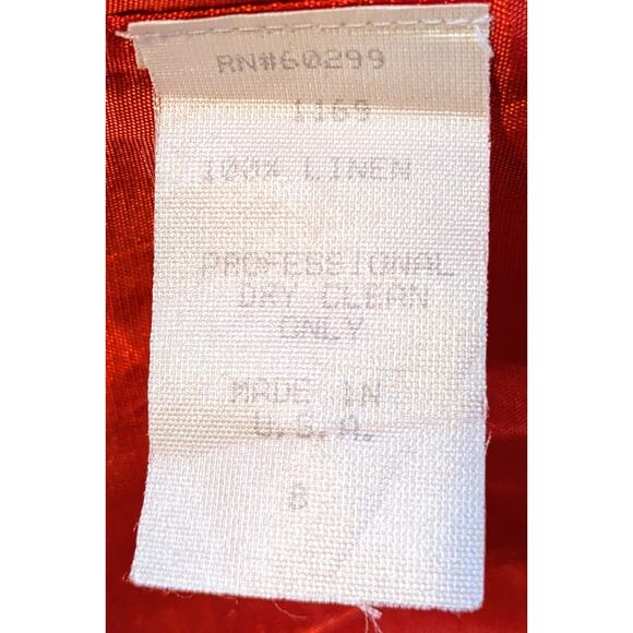 VTG Chetta B Shirt Shift Dress Linen 8 Coral Orange Shimmer Long Sleeve Coastal - Picture 12 of 13